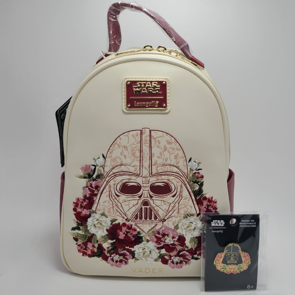 Loungefly Star Wars Darth Vader Floral Mini Backpack and Pin